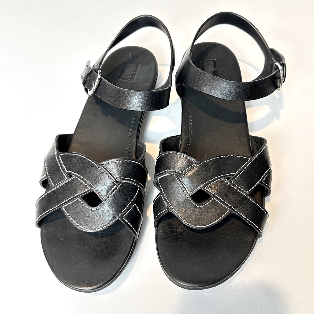 Fitflop Black Sandals with‎ Braid Pattern Straps 10